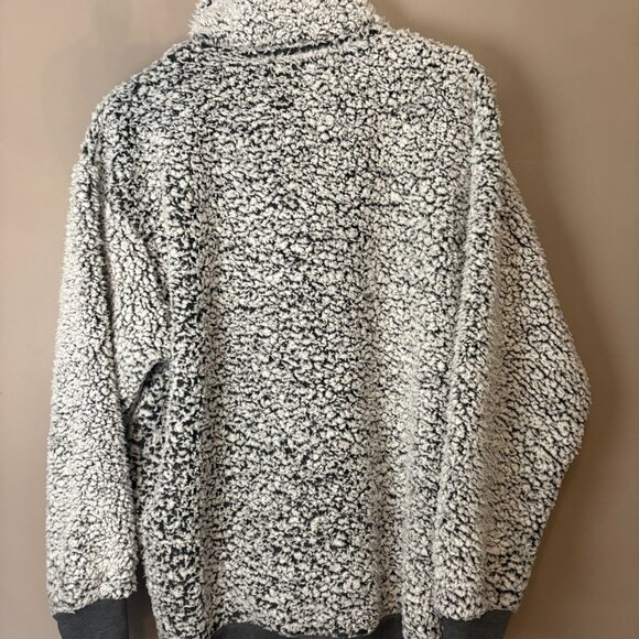 EXPRESS Sherpa fleece quarter zip pullover white oversized Athleisure loungewear - Picture 2 of 7